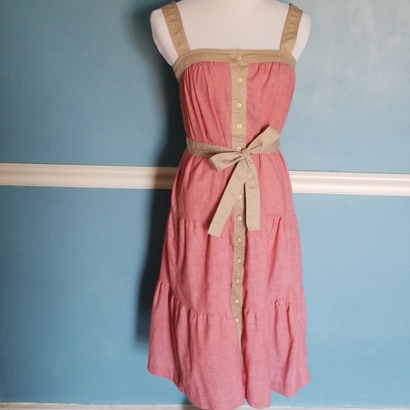 Vintage Light Red Button Up Sundress - Picture 1 of 5